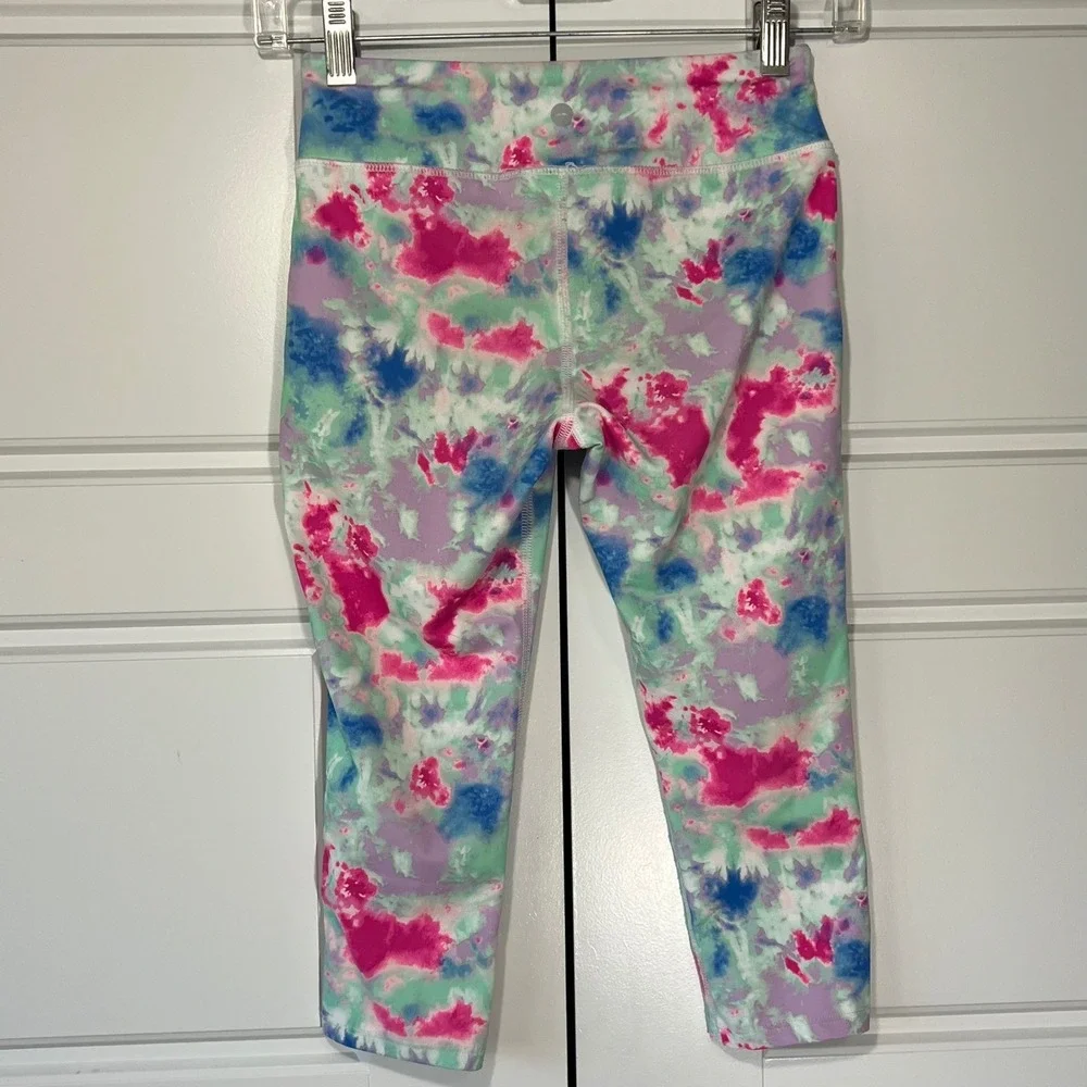 Girls Avia Active Capri Leggings Size M (7-8) Tie Dye Pink‎ Blue Green Purple